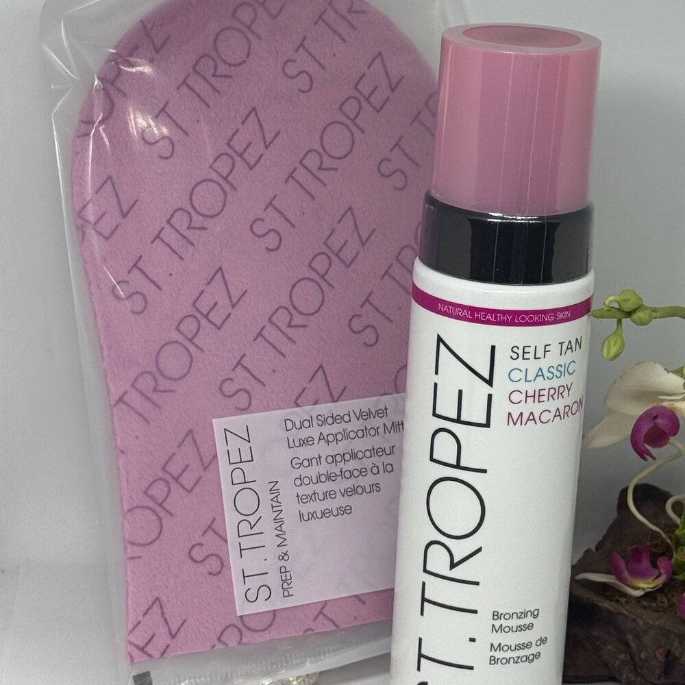St Tropez Self Tan Classic Cherry Macaron Bronzing Mousse + Mitt - 6.7 fl oz-New